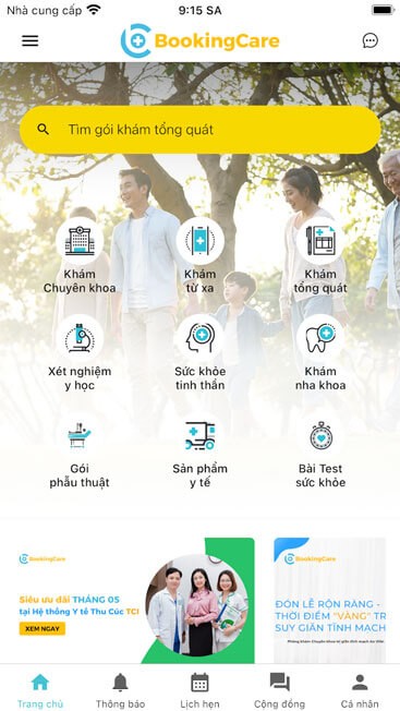Giao diện chính BookingCare