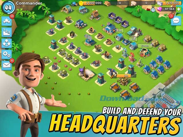 Giao diện chơi game Boom Beach trên Android