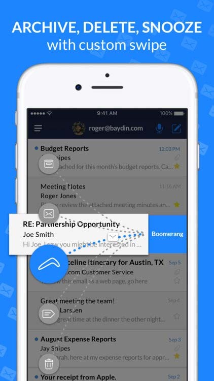 Lưu trữ, xóa và snooze email với thao tác vuốt tùy chỉnh