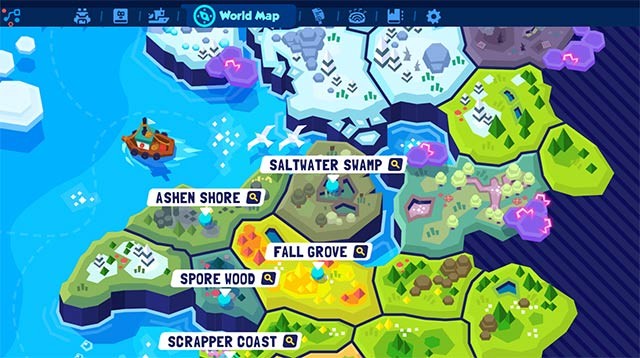 Khám phá bản đồ phong phú với rất nhiều bot hiếm, phế liệu để thu thập trong Bot World Odyssey