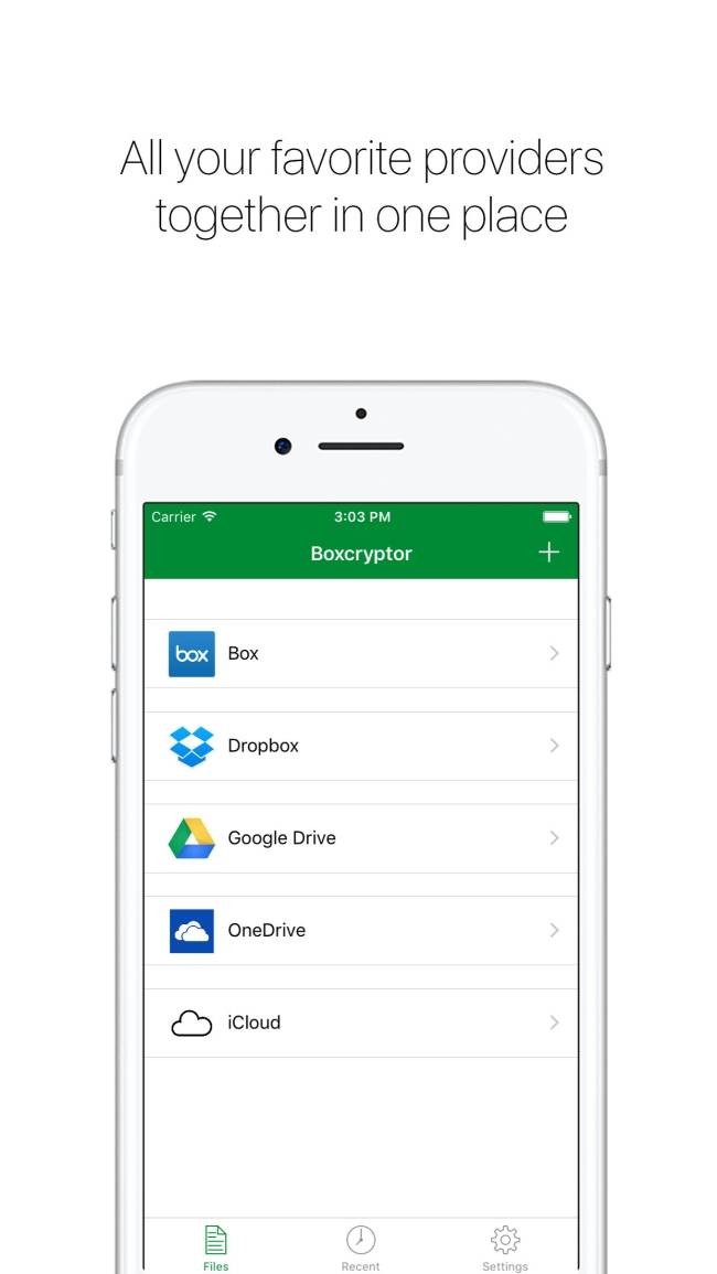 Boxcryptor truy cập toàn bộ nhà cung cấp tại cùng một vị trí