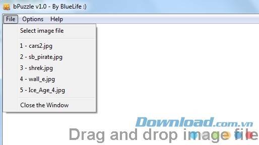 Lựa chọn mảnh ghép trên bPuzzle