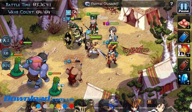 Giao diện màn đấu game Brave Brigade: Hero Summoner