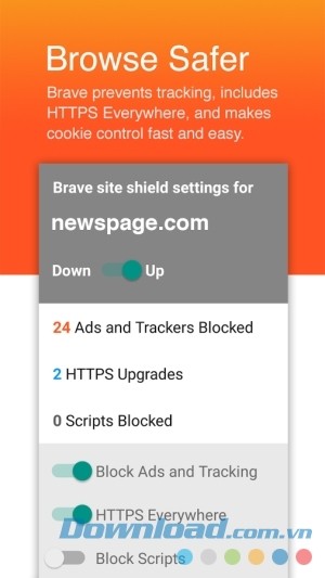 Brave Browser: Fast AdBlocker cho Android duyệt web an toàn