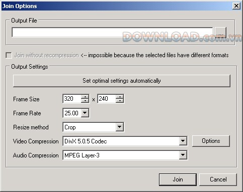 nối nhiều tập tin video thành một tập tin lớn