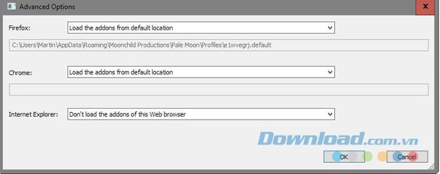 Lựa chọn cài đặt nâng cao