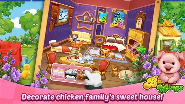 Trang trí các căn phòng trong ngôi nhà của gia đình gà đáng yêu