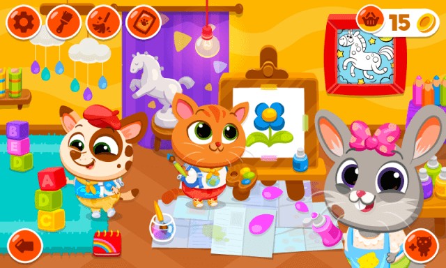 Bé học vẽ hoặc các môn học khác nhau