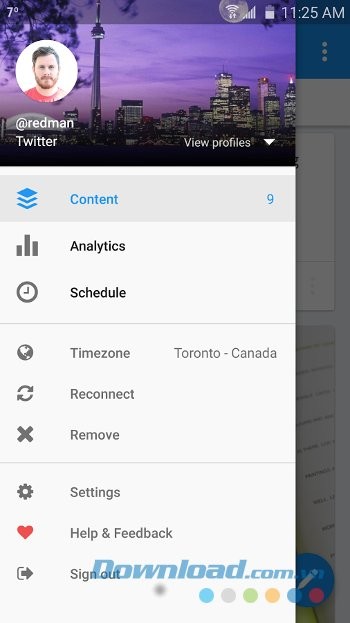 Giao diện tài khoản Buffer