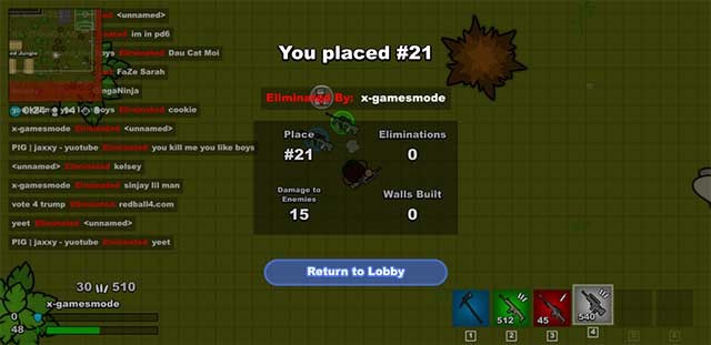 Nếu sống sót đủ lâu, bạn có thể giành chiến thắng trong Build Royale io