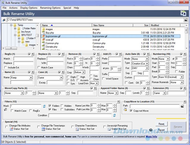Giao diện Bulk Rename Utility