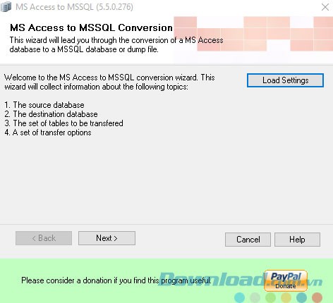 Giao diện phần mềm Bullzip MS Access To MSSQL