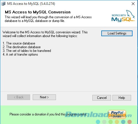 Giao diện phần mềm MS Access to MySQL