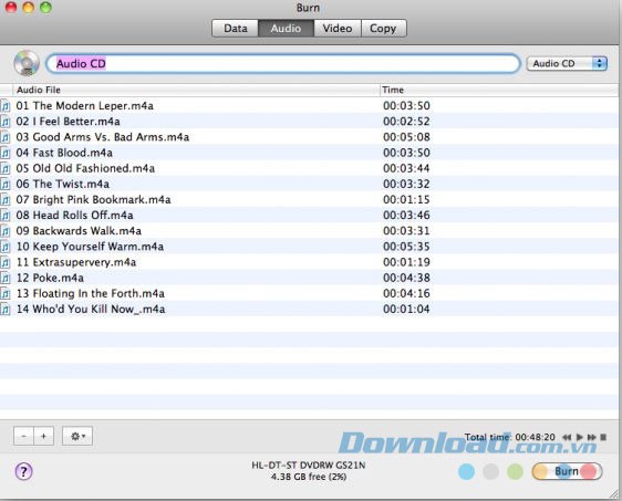 Ghi audio vào đĩa CD/DVD