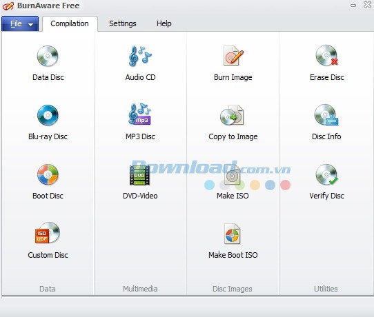 Ghi đĩa CD, DVD bằng BurnAware Free