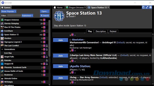 BYOND - Phần mềm với nhiều tính năng hấp dẫn