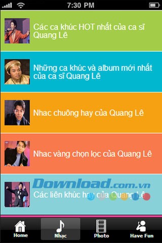 Ca sĩ Quang Lê album nhạc hình for iOS