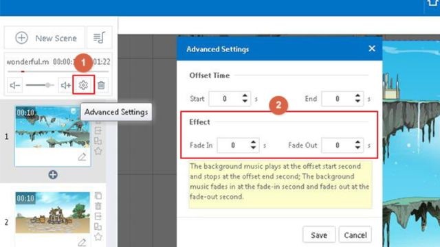 Khám phá các thiết lập nâng cao cho nhạc nền, âm thanh trong Animiz