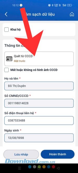 Nhập thông tin công dân và thông tin giấy phép lái xe mô tô bằng vật liệu bản Giấy, bìa