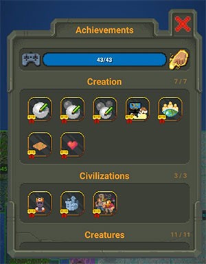 Một số thành tựu trong WorldBox - God Simulator