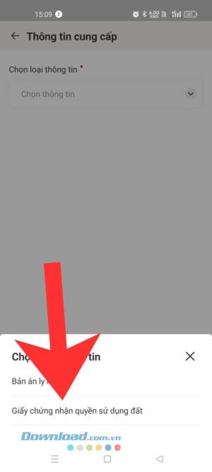 Nhấn vào mục Giấy chứng nhận quyền sử dụng đất