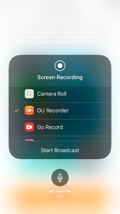 Khởi động ghi hình iPhone với DU Recorder