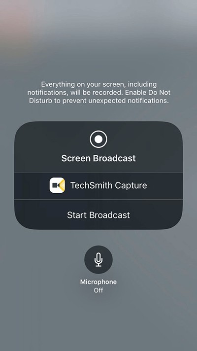 Khởi động Broadcast TechSmith iPhone