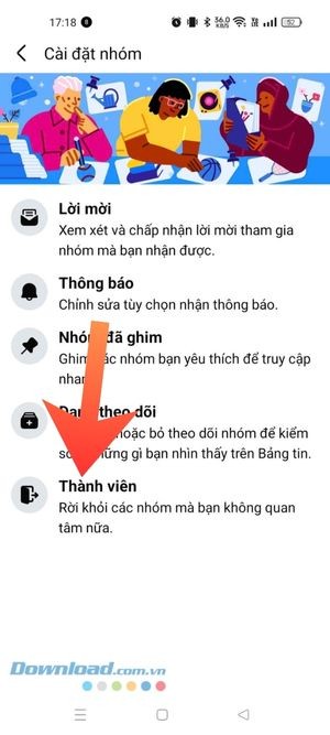 Ấn vào nút Thành viên