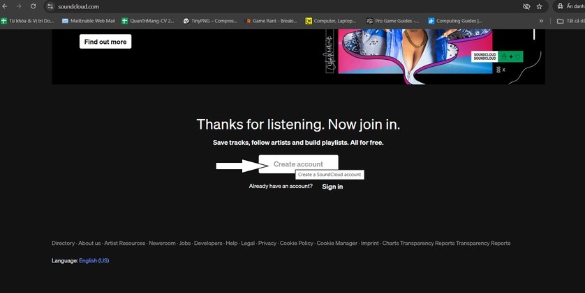 Tạo tài khoản SoundCloud