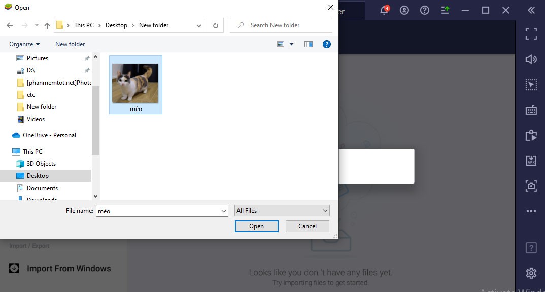 Một cửa sổ mới mở ra cho phép bạn chọn ảnh mình muốn upload