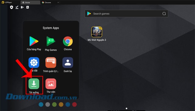 Mở mục Tải xuống