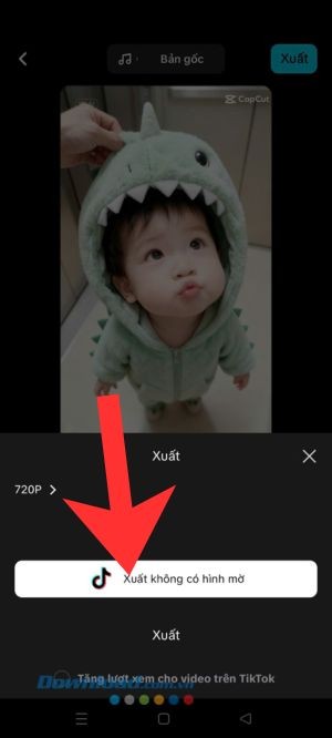 Chạm vào nút Xuất không có hình mờ hoặc nút Xuất