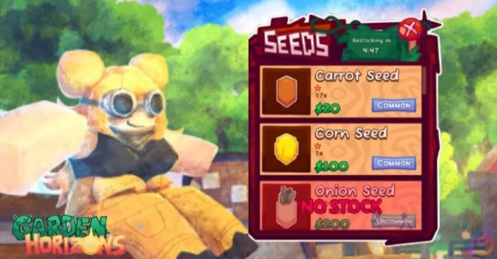 Theo dõi kho hạt giống trong Garden Horizons