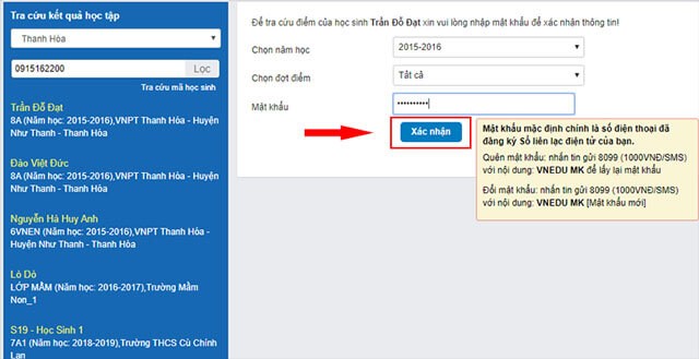 Đăng nhập tài khoản vnEdu học sinh