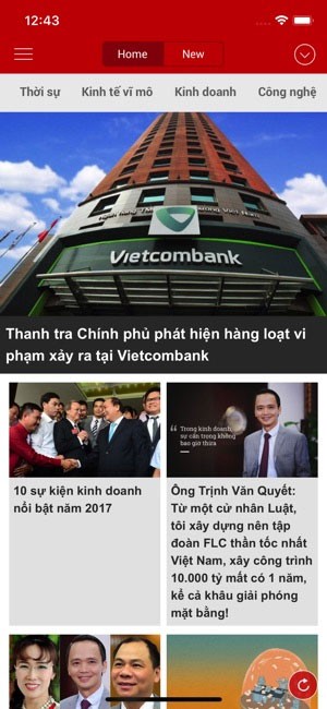 Gia diện chính ứng dụng CafeBiz cho iOS