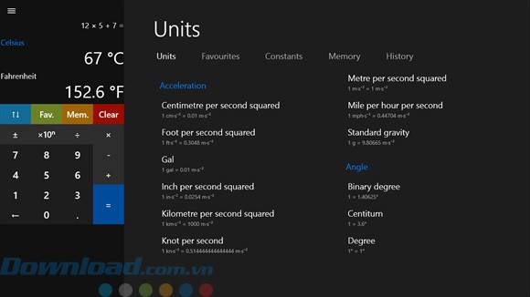 Chuyển đổi nhiều đại lượng khác nhau