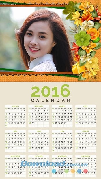 Calendar Frames 2016 gồm đa dạng các kiểu lịch