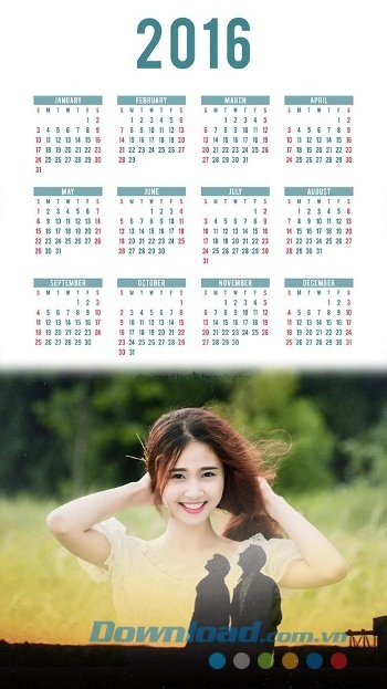 Calendar Frames 2016 sở hữu các background bắt mắt