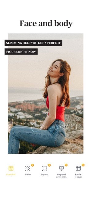 Camera360 hỗ trợ chỉnh khuôn mặt và vóc dáng cân đối