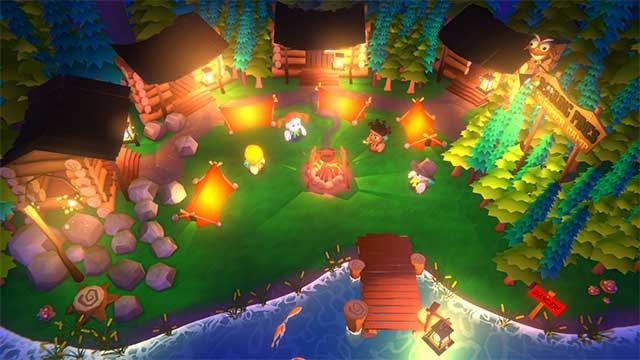 Làm việc cùng nhau như một nhóm để hoàn thành khu cắm trại