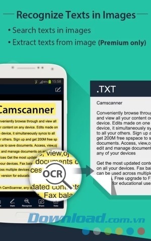 CamScanner License cho Android hỗ trợ nhận diện văn bản