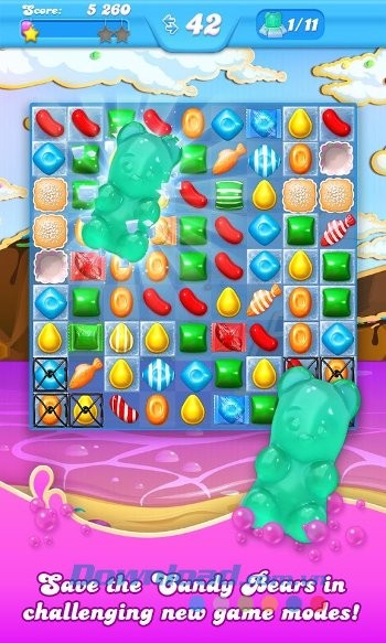 Giải cứu gấu xanh trong game Candy Crush Soda Saga