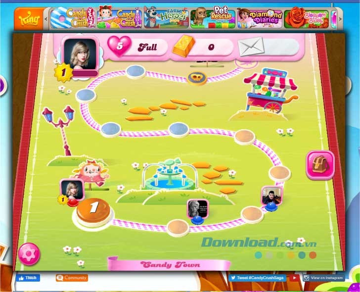 Nhiều màn chơi hấp dẫn đang chờ bạn chinh phục ở Candy Crush Saga Online