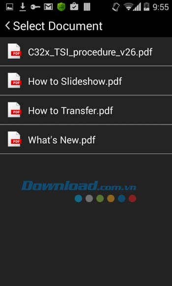 Canon Mobile Printing hiển thị các tập tin có thể in ấn trên thiết bị