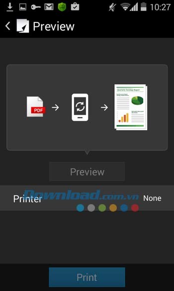 Canon Mobile Printing cho phép tài liệu PDF trước khi in