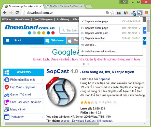 Tùy chọn chụp ảnh của Capture Page Screenshot - FireShot