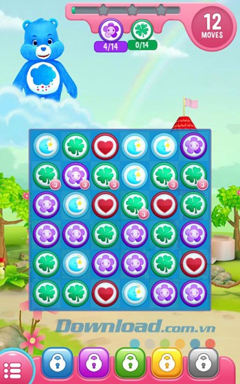 Giao diện màn chơi game Care Bears Belly Match