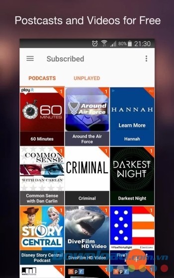 Thưởng thức các podcast và video miễn phí