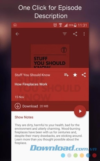 Chạm để xem mô tả về nội dung phát