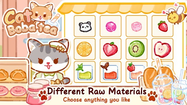Chọn các nguyên liệu bạn thích để làm trà sữa trong game Cat Boba Tea